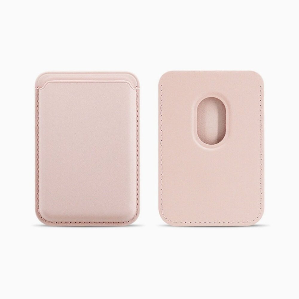 Strong Magnetic MagSafe PU Leather Wallet Card Holder for iPhone Muted Pink